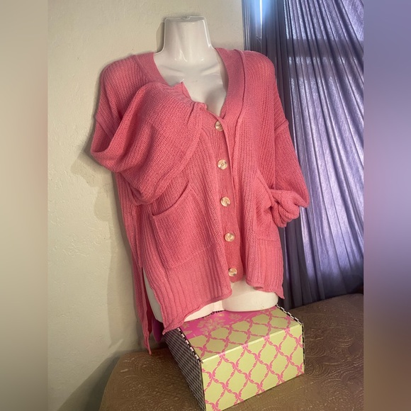 POL Barbie Pink cardigan with placket balloon sleeves and pockets - Picture 8 of 17